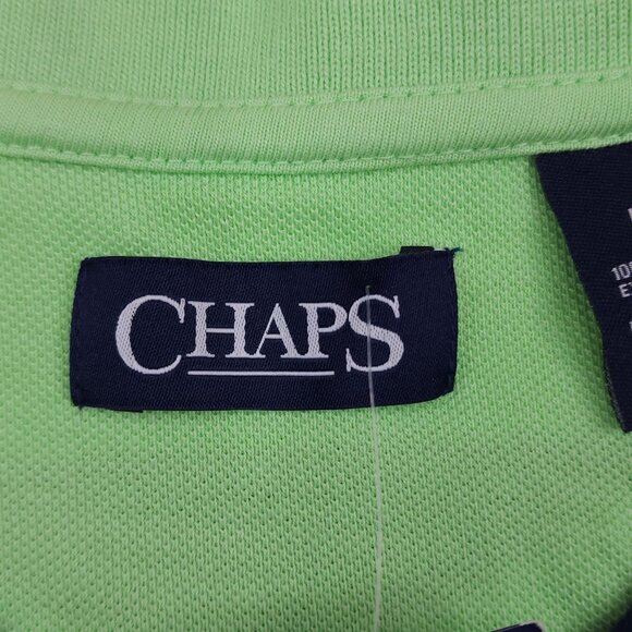 Chaps Boys Large Striped Polo Shirt Key Lime & Navy 100% Cotton - Picture 4 of 9